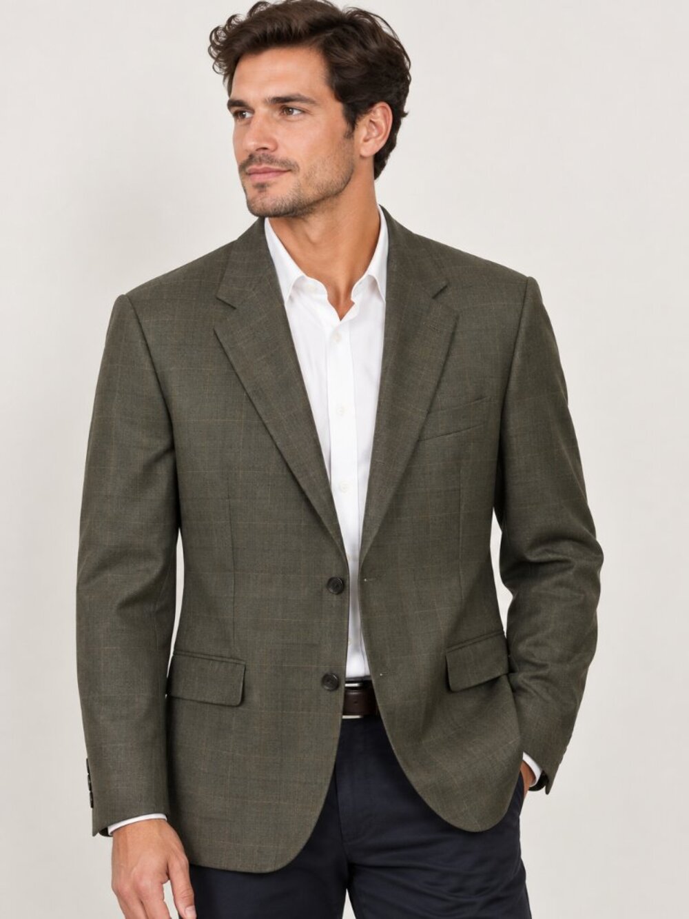 MENS- Canali dark grey checked blazer size 50R
